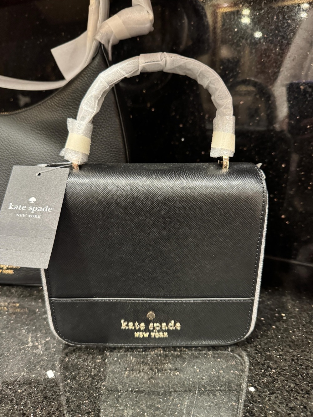 kate spade Black Mini Top-Handle Crossbody with Gold Logo